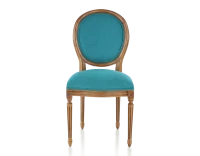 Chaise ancienne style Louis XVI bois teinte ancienne et tissu bleu turquoise