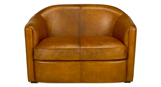 Canapé club cuir 2 places cognac
