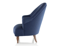Fauteuil crapaud avec accoudoirs pieds bois teinte noyer et tissu bleu marine moyen dossier Fauteuil crapaud avec accoudoirs pieds bois teinte noyer et tissu bleu marine moyen dossier