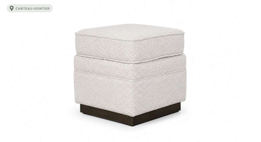 Terracotta velvet fabric pouf