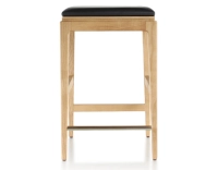 Tabouret de bar design H60 cm bois teinte naturelle assise cuir ébène Tabouret de bar design H60 cm bois teinte naturelle assise cuir ébène