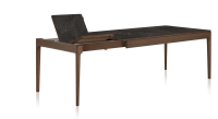 Table extensible en chêne et céramique 6 à 10 personnes allonges céramique avec bois teinte marron foncé et plateau et allonges céramique effet ardoise 140x90 cm Table extensible en chêne et céramique 6 à 10 personnes allonges céramique avec bois teinte marron foncé et plateau et allonges céramique effet ardoise 140x90 cm