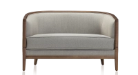 Antique 2 seater sofa walnut-stained wood and light grey fabric Antique 2 seater sofa walnut-stained wood and light grey fabric