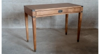 Navy desk in wood and leather bois teinte merisier plateau bois
