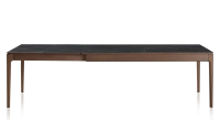 Table extensible en chêne et céramique 6 à 10 personnes allonges céramique avec bois teinte marron foncé et plateau et allonges céramique effet ardoise 140x90 cm Table extensible en chêne et céramique 6 à 10 personnes allonges céramique avec bois teinte marron foncé et plateau et allonges céramique effet ardoise 140x90 cm