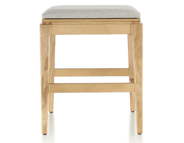 Tabouret design H45 cm bois teinte naturelle assise tissu beige naturel Tabouret design H45 cm bois teinte naturelle assise tissu beige naturel