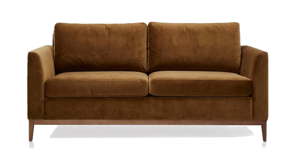 Canapé design 2,5 places tissu velours bronze