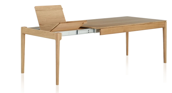 Mesa extensible de roble de 8 a 12 comensales con tablero y extensiones de madera en tinte natural 160x100 cm