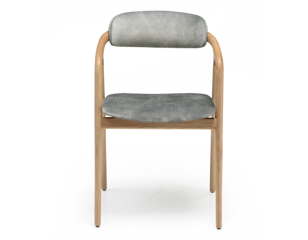 Chaise scandinave bois teinte naturelle assise tissu velours gris bleu Chaise scandinave bois teinte naturelle assise tissu velours gris bleu