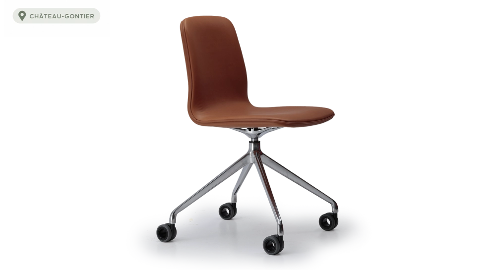 Office chair with 5 branches assise cuir camel