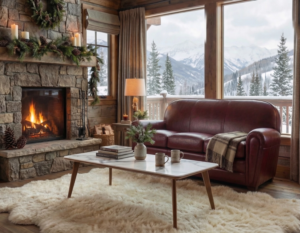 Table basse rectangulaire F7 en noyer et céramique bois teinte naturelle et céramique effet marbre blanc 140x80x30 cm