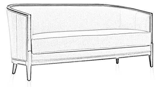 Canapé ancien 3 places bois teinte noyer et cuir noisette