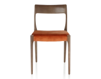 Scandinavian chair wood stained dark brown seat terracotta velvet fabric Scandinavian chair wood stained dark brown seat terracotta velvet fabric