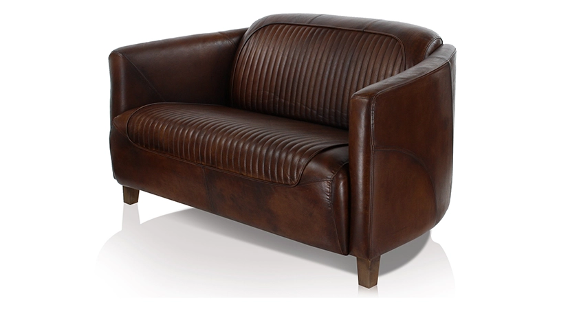 Canapé club cuir 2 places marron soutenu Canapé club cuir 2 places marron soutenu