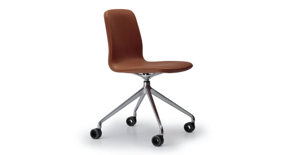 Office chair with 5 branches assise cuir camel