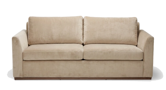 Canapé design 3 places tissu velours taupe clair