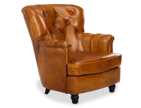 Fauteuil Chesterfield cuir cognac moyen dossier Fauteuil Chesterfield cuir cognac moyen dossier