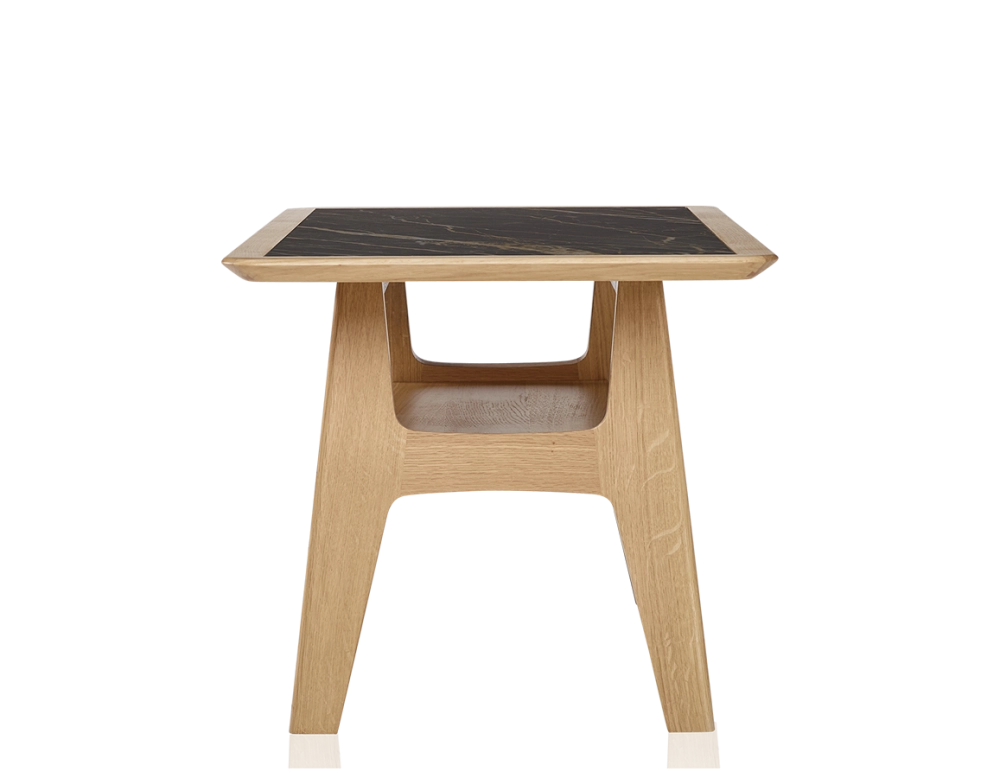 Table basse rectangulaire en chêne et céramique avec bois teinte naturelle plateau céramique effet marbre noir 100x50 cm Table basse rectangulaire en chêne et céramique avec bois teinte naturelle plateau céramique effet marbre noir 100x50 cm