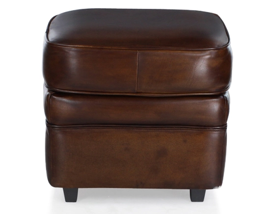 Leather pouffe dark brown