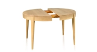 Table extensible ronde en chêne 8 à 12 personnes avec plateau et allonges en bois teinte naturelle 130 cm Table extensible ronde en chêne 8 à 12 personnes avec plateau et allonges en bois teinte naturelle 130 cm