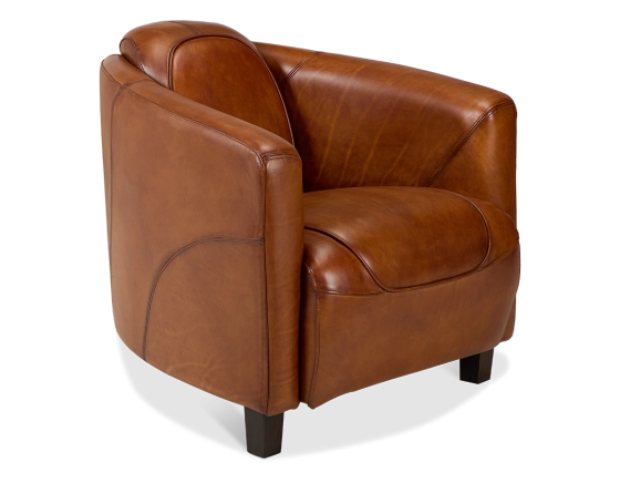 Fauteuil club cuir marron clair