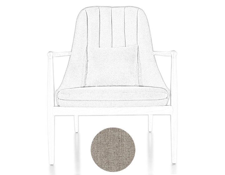 Fauteuil scandinave bois teinte merisier et tissu beige naturel Fauteuil scandinave bois teinte merisier et tissu beige naturel
