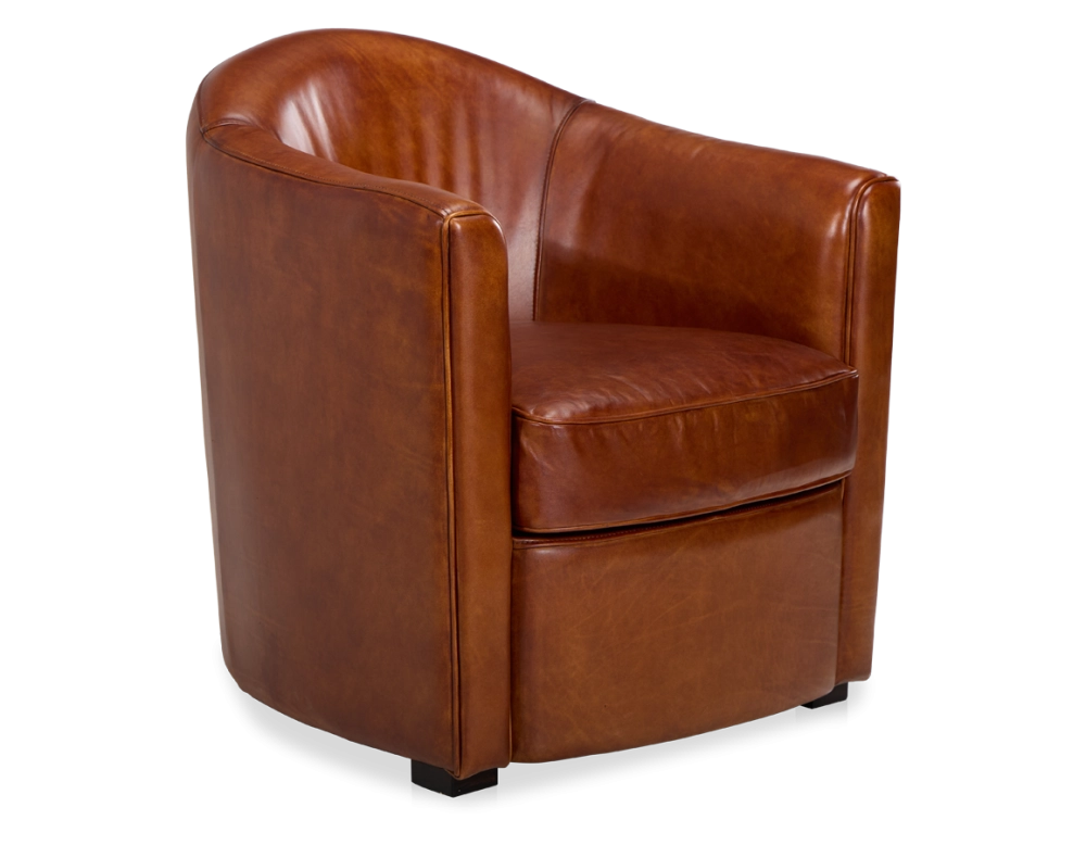 Fauteuil club cuir marron clair Fauteuil club cuir marron clair