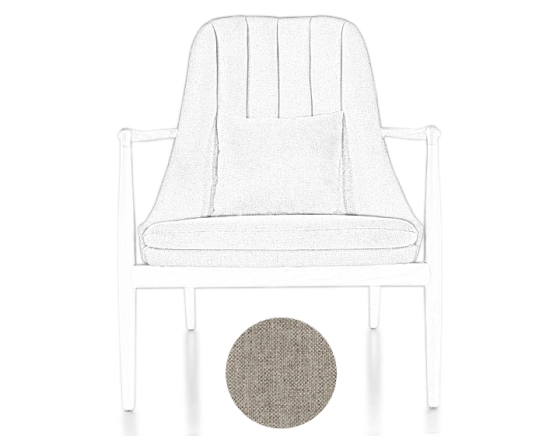 Fauteuil scandinave bois teinte merisier et tissu beige naturel