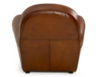 Leather club armchair vintage brown piped armrests Leather club armchair vintage brown piped armrests