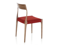 Scandinavian chair walnut-stained wood burgundy fabric seat Scandinavian chair walnut-stained wood burgundy fabric seat