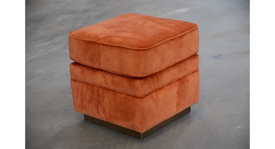 Terracotta velvet fabric pouf