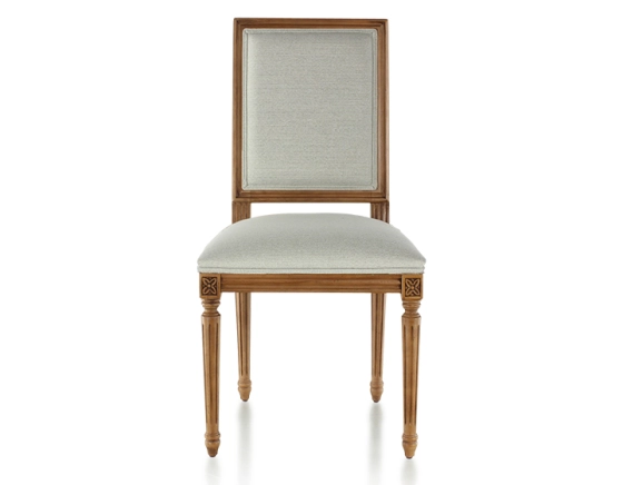 Chaise ancienne style Louis XVI bois teinte ancienne et tissu beige naturel