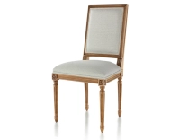 Chaise ancienne style Louis XVI bois teinte ancienne et tissu beige naturel Chaise ancienne style Louis XVI bois teinte ancienne et tissu beige naturel