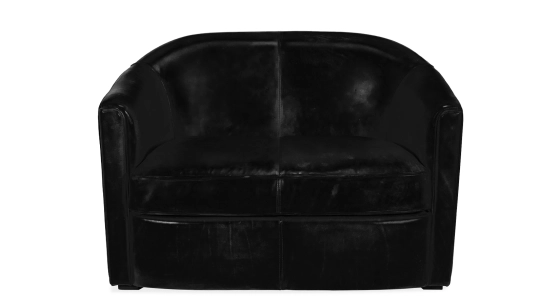 2 seater leather club sofa black