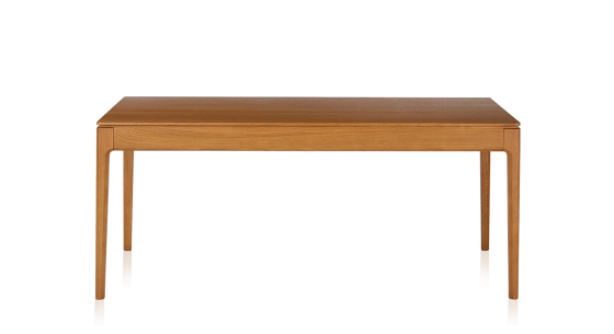 Table salle à manger 6 personnes en chêne teinte merisier plateau bois 140x90 cm
