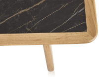 Table basse rectangulaire en chêne et céramique avec bois teinte naturelle plateau céramique effet marbre noir 100x50 cm Table basse rectangulaire en chêne et céramique avec bois teinte naturelle plateau céramique effet marbre noir 100x50 cm