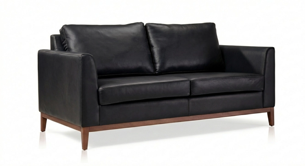 Canapé design 2,5 places cuir ébène