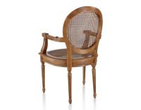 Chaise ancienne style Louis XVI avec accoudoirs bois teinte ancienne assise et dossier cannés Chaise ancienne style Louis XVI avec accoudoirs bois teinte ancienne assise et dossier cannés