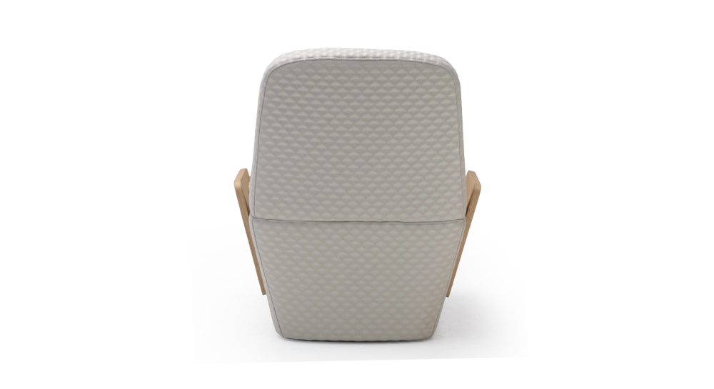 Fauteuil design sans accoudoirs chêne teinte naturelle assise tissu beige Fauteuil design sans accoudoirs chêne teinte naturelle assise tissu beige