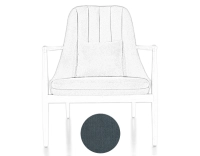 Fauteuil scandinave bois teinte merisier et tissu bleu jean Fauteuil scandinave bois teinte merisier et tissu bleu jean