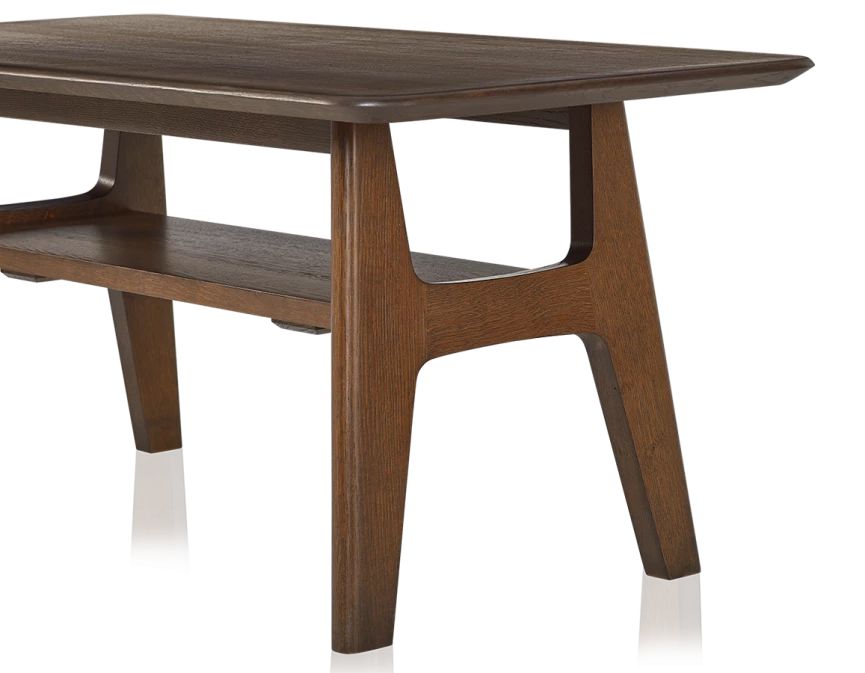 Table basse rectangulaire en chêne teinte marron foncé 100x50 cm 100x50 cm