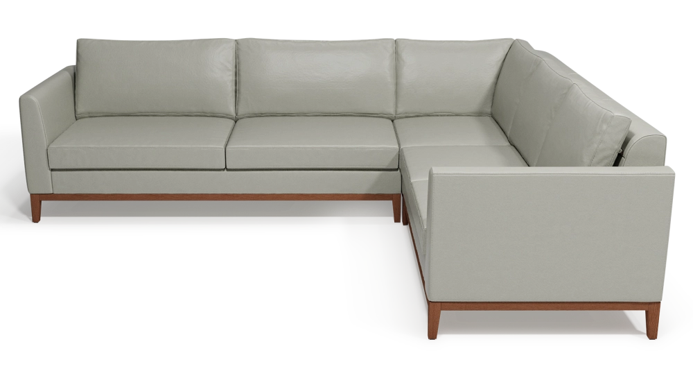 Canapé d'angle 5 places cuir gris perle (2g - a - 2d) Canapé d'angle 5 places cuir gris perle (2g - a - 2d)