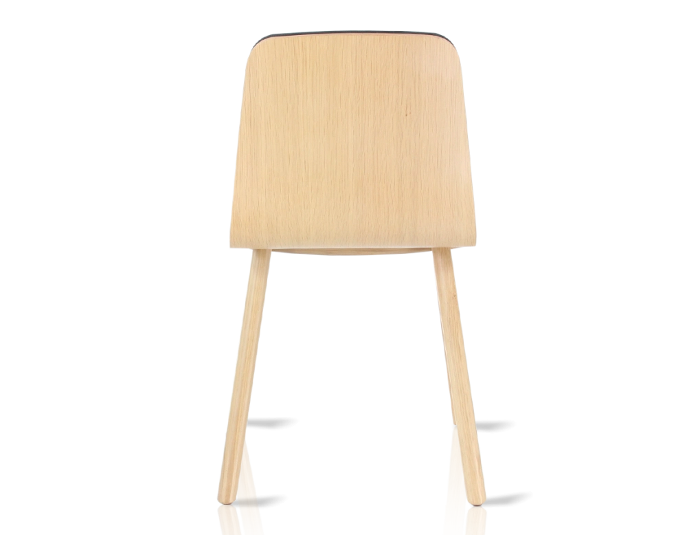 Upholstered oak designer chair natural wood stain, anthracite grey fabric seat Upholstered oak designer chair natural wood stain, anthracite grey fabric seat