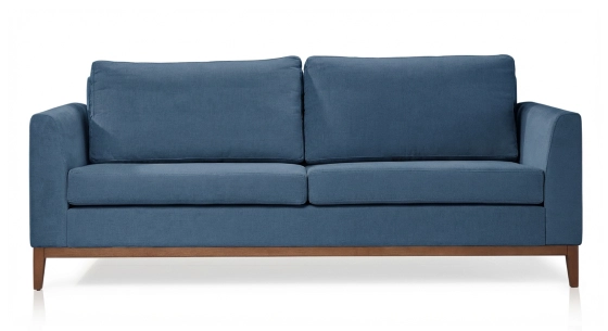Canapé design 3 places tissu bleu jean