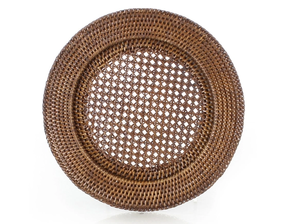 Dessous d'assiette en rotin brun ajouré