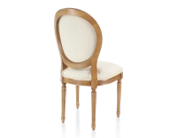 Chaise ancienne style Louis XVI bois teinte ancienne et tissu bouclé blanc Chaise ancienne style Louis XVI bois teinte ancienne et tissu bouclé blanc