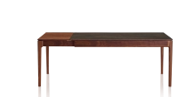 Table extensible 8 à 12 personnes en noyer et céramique allonges bois avec bois teinte naturelle et plateau céramique brun oxydé 210x90 cm Table extensible 8 à 12 personnes en noyer et céramique allonges bois avec bois teinte naturelle et plateau céramique brun oxydé 210x90 cm