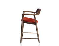 Bar stool h60 cm natural tint wood burnt orange fabric seat Bar stool h60 cm natural tint wood burnt orange fabric seat