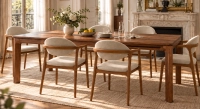 Table extensible 6 à 10 personnes en noyer avec plateau et allonges bois teinte naturelle 160x90 cm
