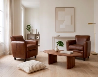 Fauteuil club cuir marron vintage